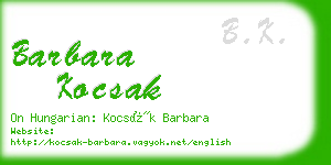 barbara kocsak business card